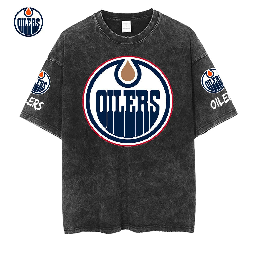 [SUPER SALE] NEW CUSTOMIZED NHL03 EMO EDMONTON OILERS MULTICOLOR WASHED TEE