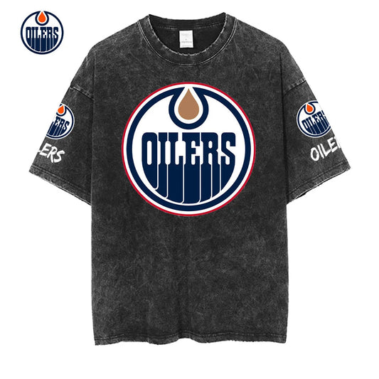 [SUPER SALE] NEW CUSTOMIZED NHL03 EMO EDMONTON OILERS MULTICOLOR WASHED TEE