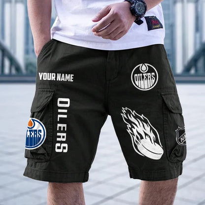 [SUPER SALE] NEW CUSTOMIZED NHL03 EMO EDMONTON OILERS CARGO SHORTS