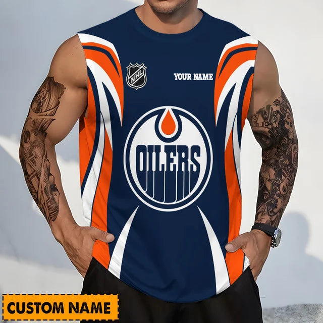 LIMITED EDITION - NEW CUSTOMIZED NHL03 EMO EDMONTON OILERS TANK TOP & GYM SHIRT
