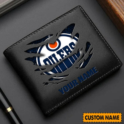 LIMITED EDITION - NEW CUSTOMIZED NHL03 EMO EDMONTON OILERS LEATHER WALLET