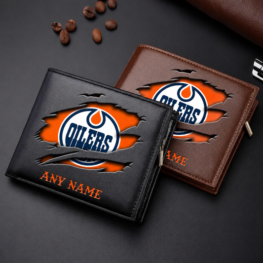 LIMITED EDITION - NEW CUSTOMIZED NHL03 EMO EDMONTON OILERS LEATHER WALLET