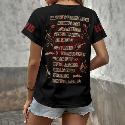 [FAN FAVORITE] NEW CUSTOMIZED ELVIS PRESLEY V-NECK FEMALE SHIRT
