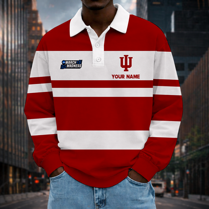 LIMITED EDITION - NEW CUSTOMIZED NCAA MAM03 IDH INDIANA HOOSIERS UNISEX LONG SLEEVE POLO