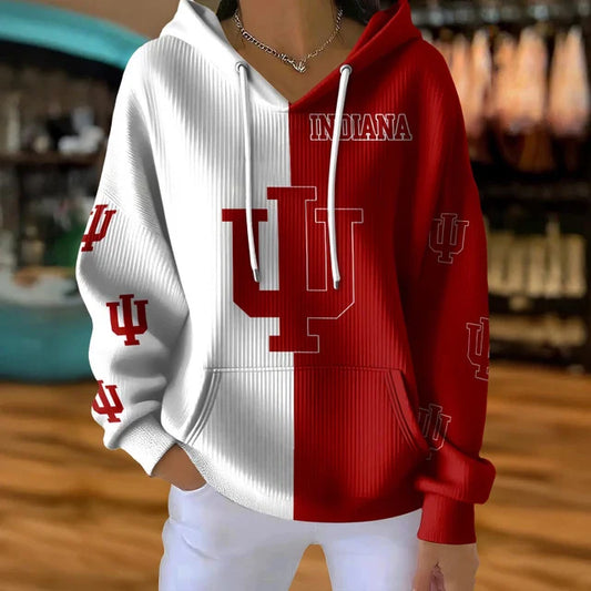 [FAN FAVORITE] NEW CUSTOMIZED NCAA MAM03 IDH INDIANA HOOSIERS STRAPPY RIBBED HOODIE & SWEATSHIRT