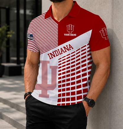VIRAL EDITION - NEW CUSTOMIZED NCAA MAM03 IDH INDIANA HOOSIERS POLO SHIRT