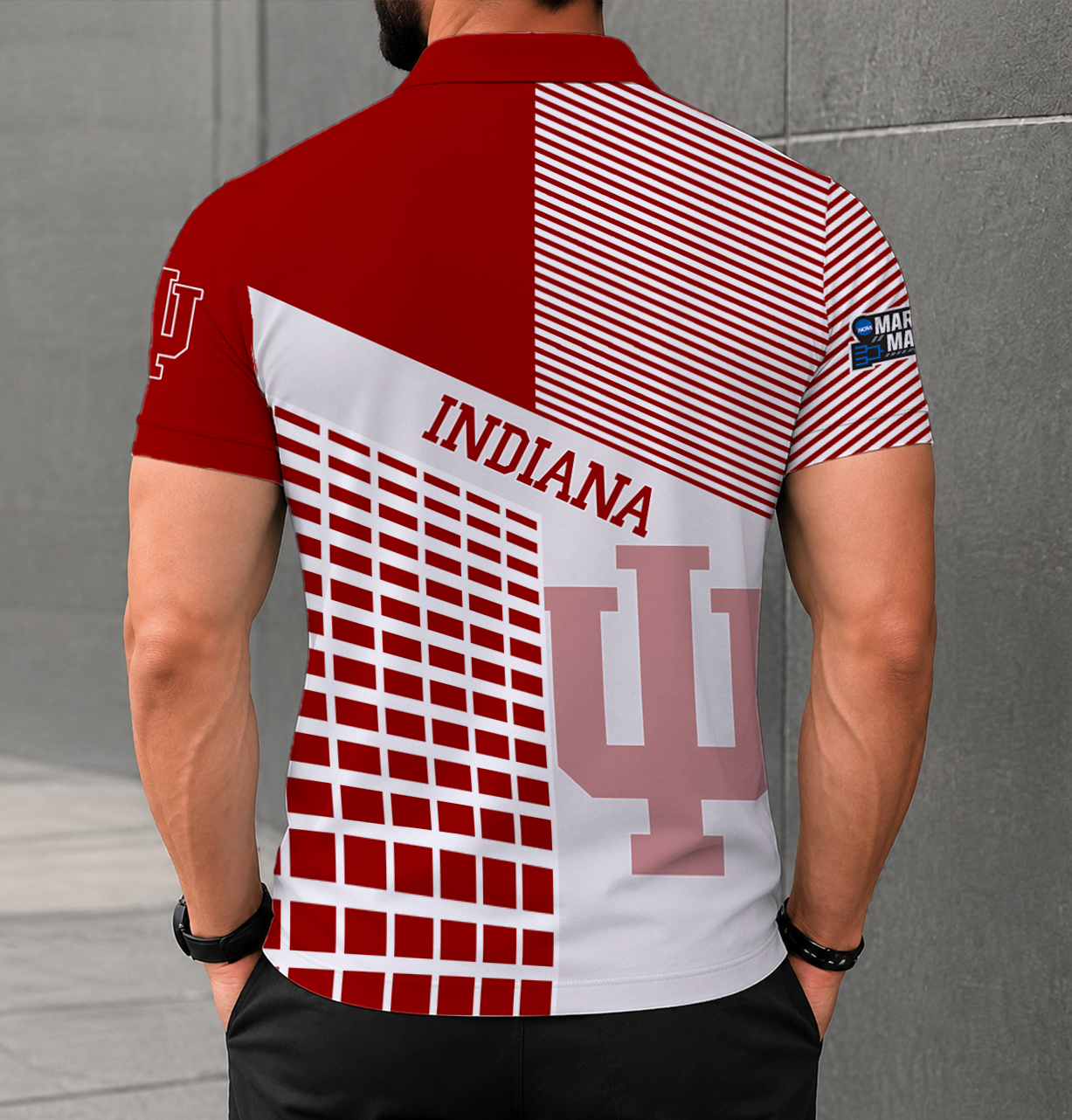 VIRAL EDITION - NEW CUSTOMIZED NCAA MAM03 IDH INDIANA HOOSIERS POLO SHIRT