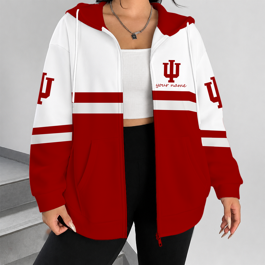[FAN FAVORITE] NEW CUSTOMIZED NCAA MAM03 IDH INDIANA HOOSIERS STRAPPY ZIP HOODIE
