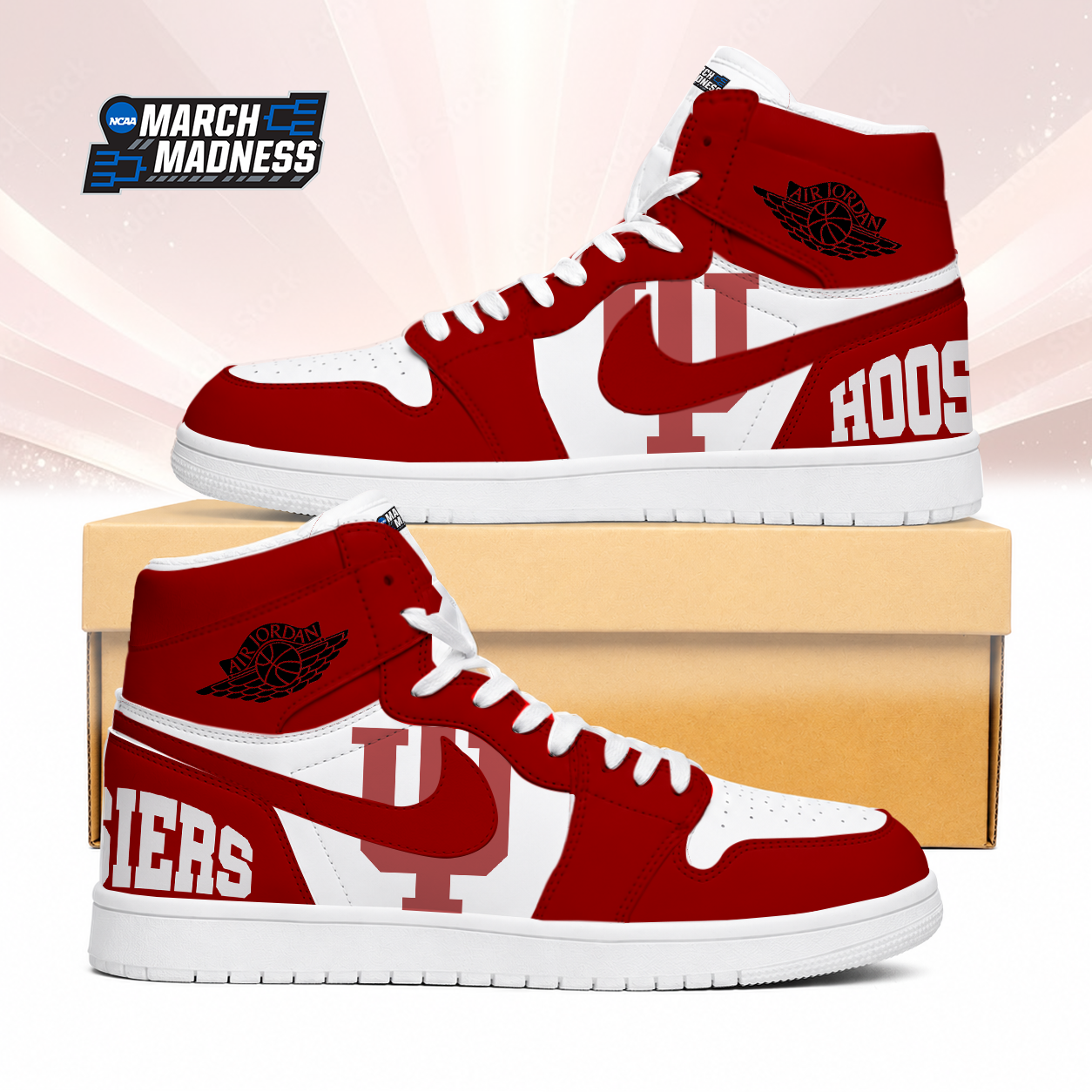 LIMITED EDITION - NEW CUSTOMIZED NCAA MAM03 IDH INDIANA HOOSIERS AIR JORDAN SNEAKERS