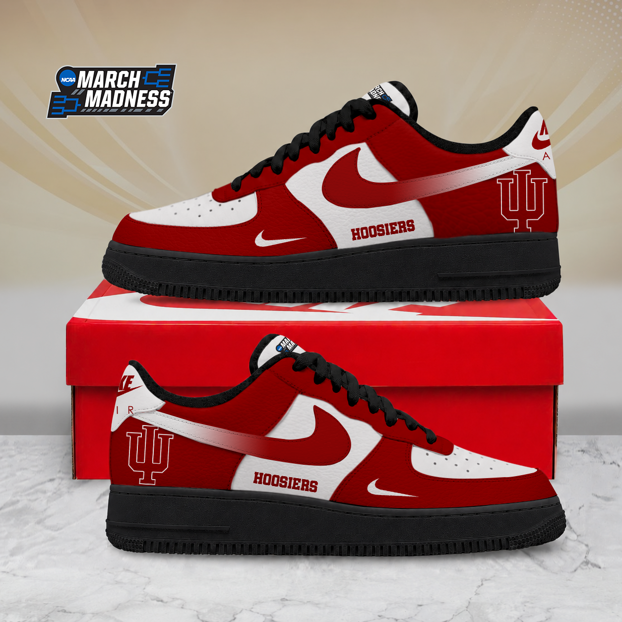 SPECIAL EDITION - NEW CUSTOMIZED NCAA MAM03 IDH INDIANA HOOSIERS AF1 SHOES