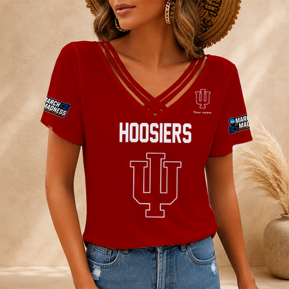[FAN FAVORITE] NEW CUSTOMIZED NCAA MAM03 IDH INDIANA HOOSIERS V-NECK SHIRT