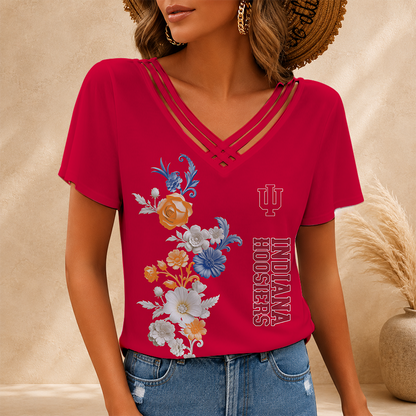 [FAN FAVORITE] NEW CUSTOMIZED NCAA MAM03 IDH INDIANA HOOSIERS V-NECK SHIRT