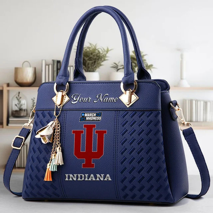 LIMITED EDITION - NEW CUSTOMIZED NCAA MAM03 IDH INDIANA HOOSIERS ZIP HANDBAG MULTICOLOR