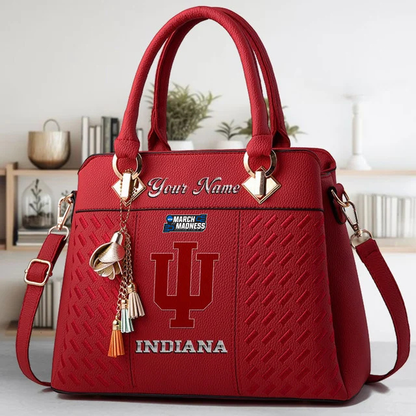 LIMITED EDITION - NEW CUSTOMIZED NCAA MAM03 IDH INDIANA HOOSIERS ZIP HANDBAG MULTICOLOR