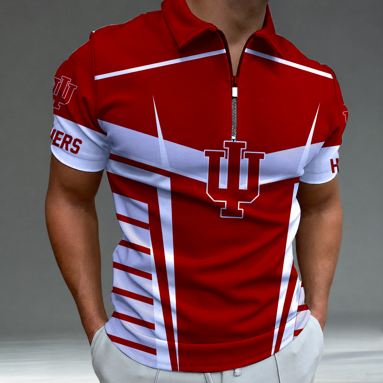 [FAN FAVORITE] NEW CUSTOMIZED NCAA MAM03 IDH INDIANA HOOSIERS STRAPPY POLO SHIRT
