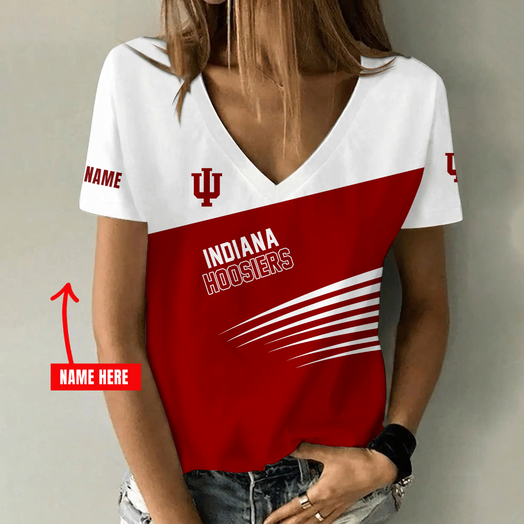 [FAN FAVORITE] NEW CUSTOMIZED NCAA MAM03 IDH INDIANA HOOSIERS STRAPPY V-NECK FEMALE SHIRT