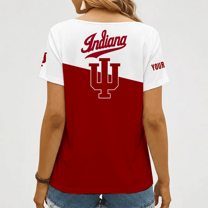 [FAN FAVORITE] NEW CUSTOMIZED NCAA MAM03 IDH INDIANA HOOSIERS STRAPPY V-NECK FEMALE SHIRT