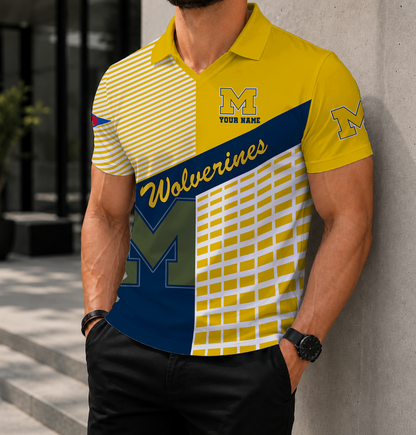 VIRAL EDITION - NEW CUSTOMIZED NCAA FBS03 MIW MICHIGAN WOLVERINES POLO SHIRT