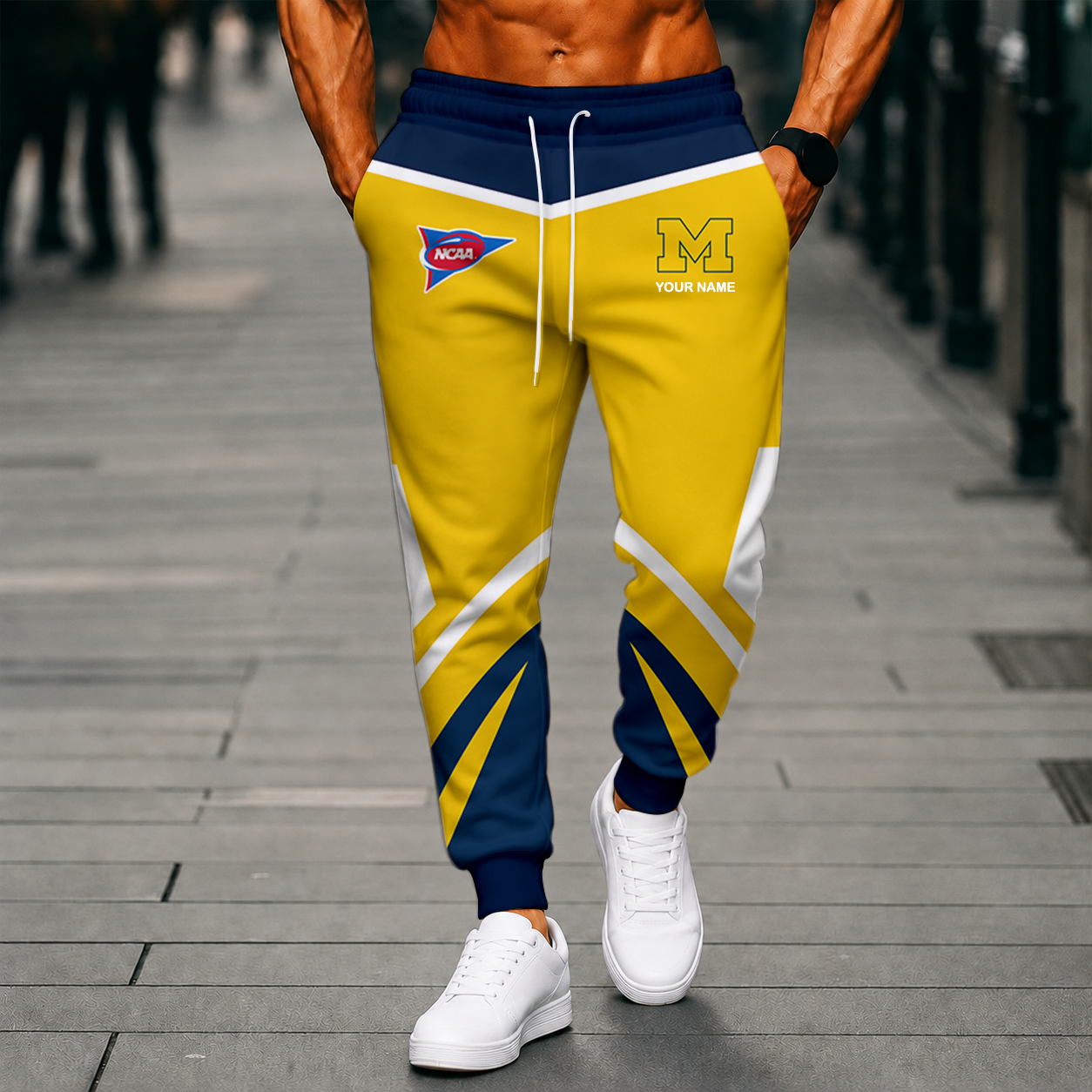 LIMITED EDITION - NEW CUSTOMIZED NCAA FBS03 MIW MICHIGAN WOLVERINES SWEATPANTS
