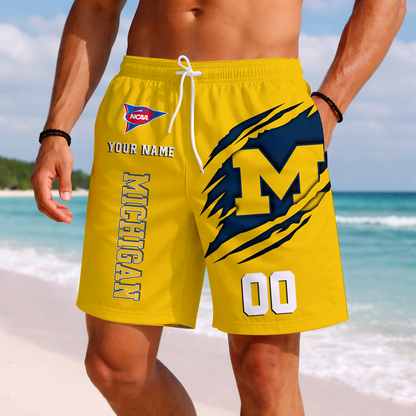 LIMITED EDITION - NEW CUSTOMIZED NCAA FBS03 MIW MICHIGAN WOLVERINES SHORT PANTS