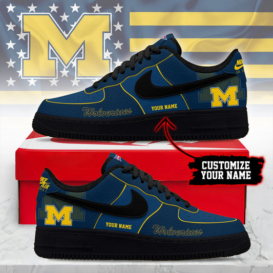 ELITE EDITION - NEW CUSTOMIZED NCAA FBS03 MIW MICHIGAN WOLVERINES AF1 SHOES
