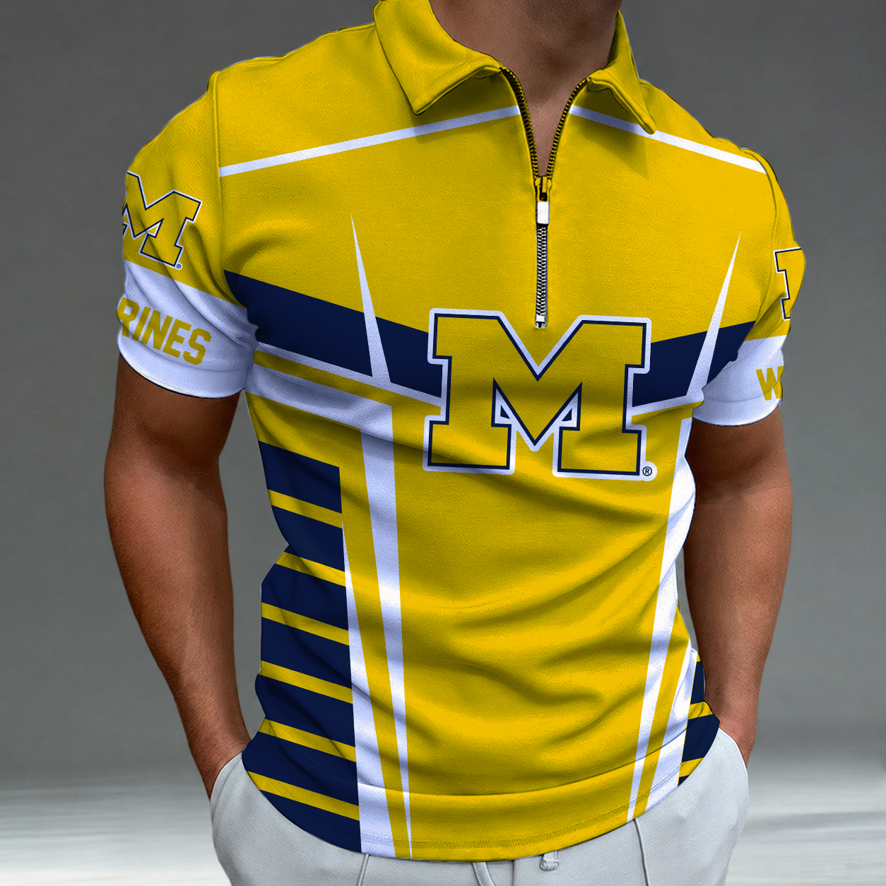 [FAN FAVORITE] NEW CUSTOMIZED NCAA FBS03 MIW MICHIGAN WOLVERINES POLO SHIRT
