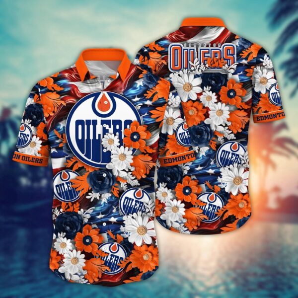 VIRAL EDITION - NEW CUSTOMIZED NHL03 EMO EDMONTON OILERS INDEPENDENCE DAY UNISEX HAWAIIAN SHIRT