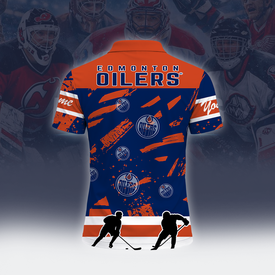 [SUPER SALE] NEW CUSTOMIZED NHL03 EMO EDMONTON OILERS POLO SHIRT
