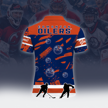 [SUPER SALE] NEW CUSTOMIZED NHL03 EMO EDMONTON OILERS POLO SHIRT