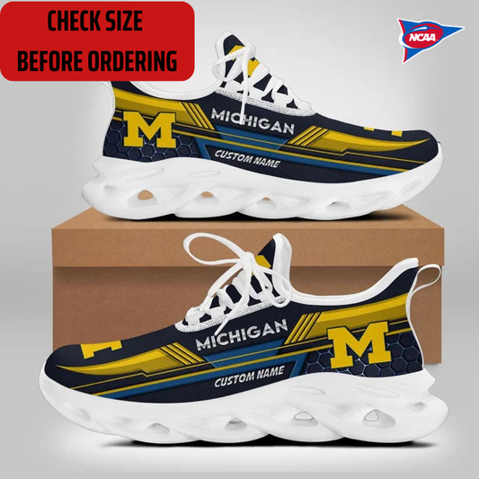 ELITE EDITION - NEW CUSTOMIZED NCAA FBS03 MIW MICHIGAN WOLVERINES CLUNKY SNEAKERS