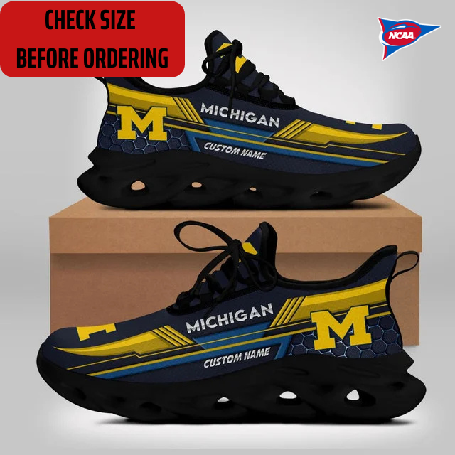 ELITE EDITION - NEW CUSTOMIZED NCAA FBS03 MIW MICHIGAN WOLVERINES CLUNKY SNEAKERS