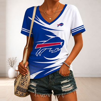 [SPECIAL OFFER] NEW CUSTOMIZED NFL03 BFB BUFFALO BILLS V-NECK FEMALE SHIRT