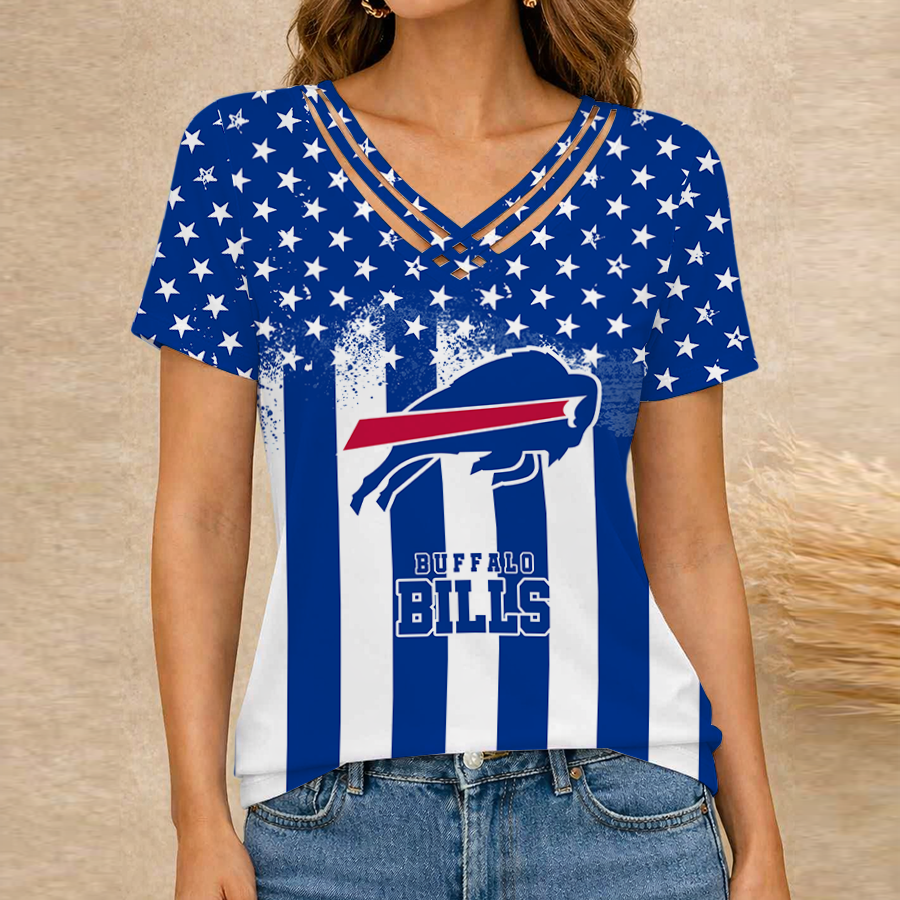 [SPECIAL OFFER] NEW CUSTOMIZED NFL03 BFB BUFFALO BILLS V-NECK SHIRT