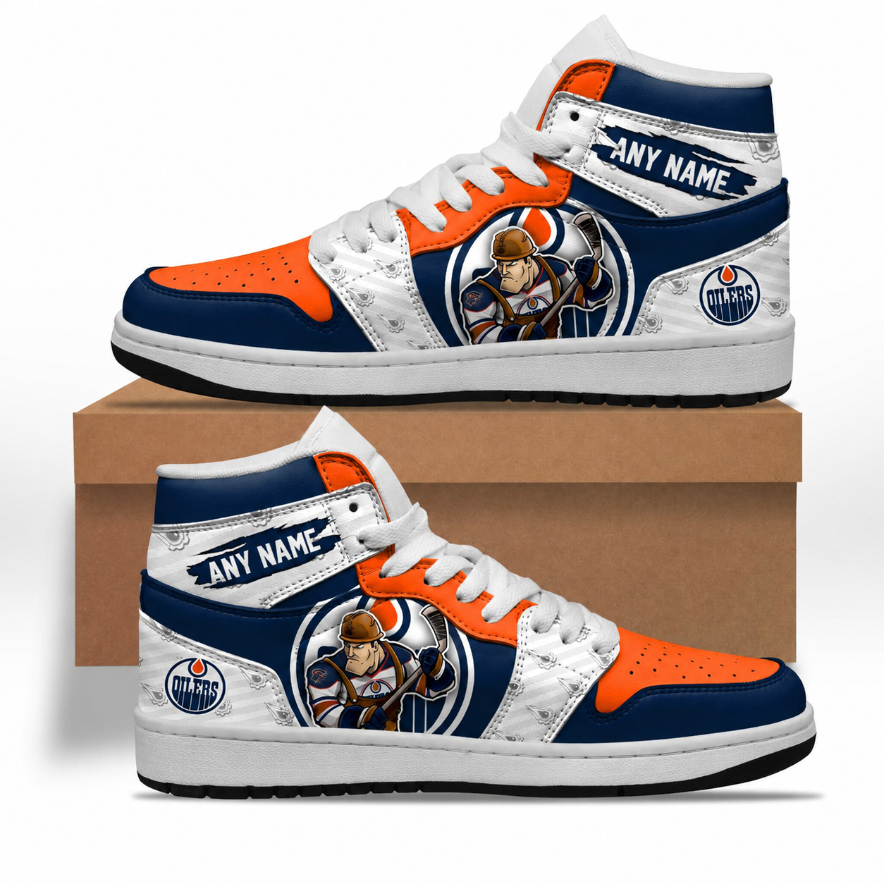 VIRAL EDITION - NEW CUSTOMIZED NHL03 EMO EDMONTON OILERS AIR JORDAN SNEAKERS