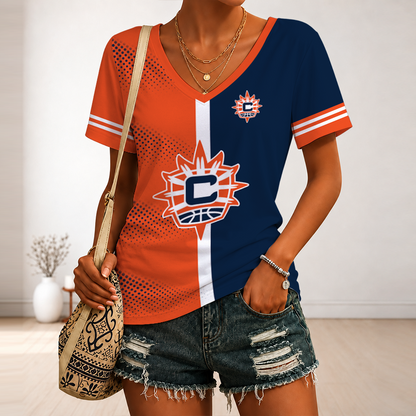 [FAN FAVORITE] NEW CUSTOMIZED WNBA03 CTS CONNECTICUT SUN V-NECK FEMALE SHIRT