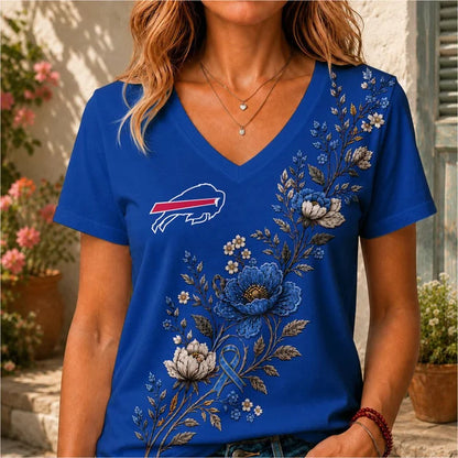 ELITE EDITION - NEW CUSTOMIZED NFL03 BFB BUFFALO BILLS V-NECK FEMALE SHIRT