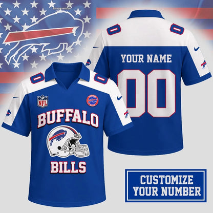 ELITE EDITION - NEW CUSTOMIZED NFL03 BFB BUFFALO BILLS POLO SHIRT