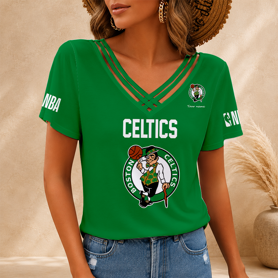 [HOT DEAL] NEW CUSTOMIZED NBA03 BCE BOSTON CELTICS V-NECK SHIRT