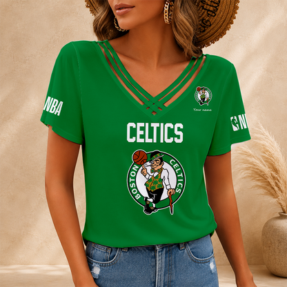 [HOT DEAL] NEW CUSTOMIZED NBA03 BCE BOSTON CELTICS V-NECK SHIRT