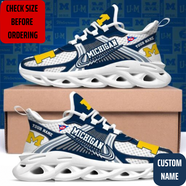 VIRAL EDITION - NEW CUSTOMIZED NCAA FBS03 MIW MICHIGAN WOLVERINES CLUNKY SNEAKERS