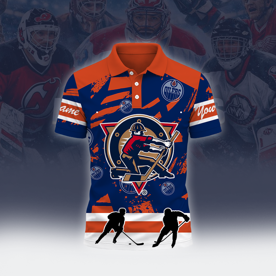 [SUPER SALE] NEW CUSTOMIZED NHL03 EMO EDMONTON OILERS POLO SHIRT