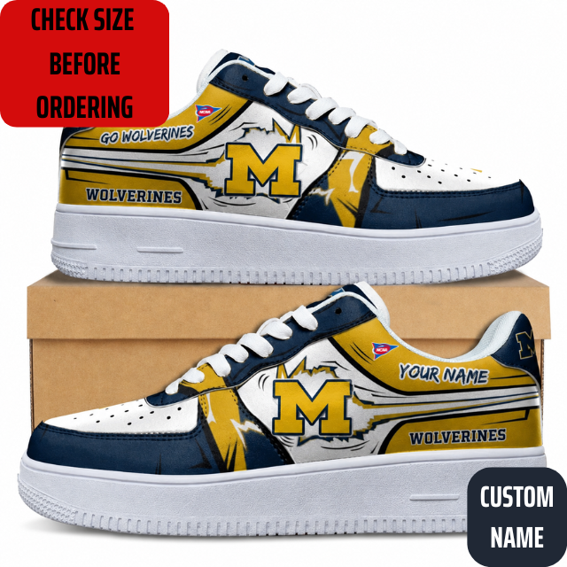 VIRAL EDITION - NEW CUSTOMIZED NCAA FBS03 MIW MICHIGAN WOLVERINES AF1 SHOES
