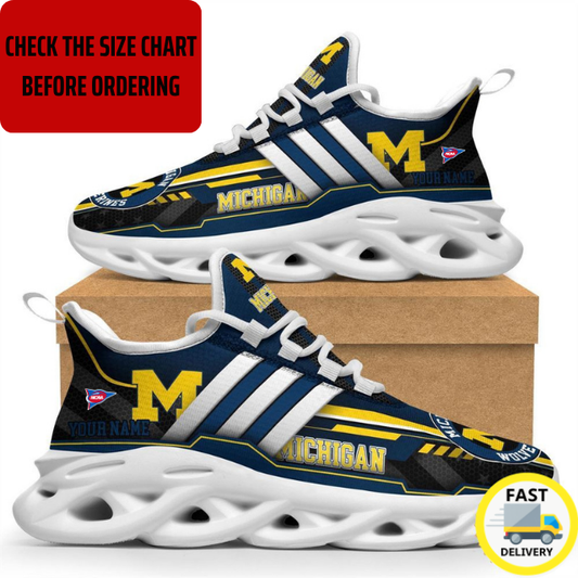 ELITE EDITION - NEW CUSTOMIZED NCAA FBS03 MIW MICHIGAN WOLVERINES CLUNKY SNEAKERS