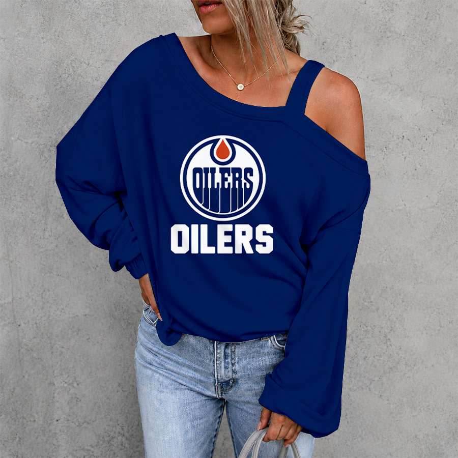 [SUPER SALE] NEW CUSTOMIZED NHL03 EMO EDMONTON OILERS DROP SHOULDER SWEATSHIRT