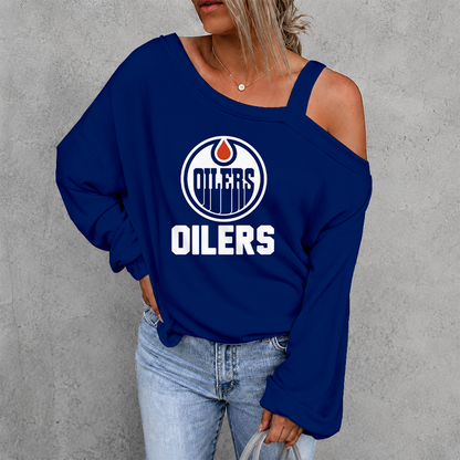 [SUPER SALE] NEW CUSTOMIZED NHL03 EMO EDMONTON OILERS DROP SHOULDER SWEATSHIRT