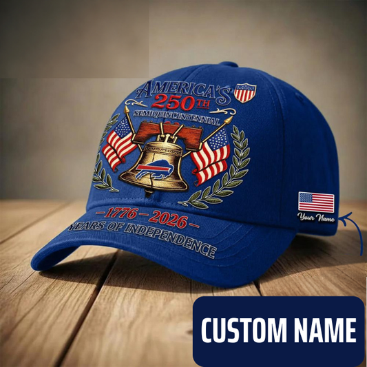 ELITE EDITION - NEW CUSTOMIZED NFL03 BFB BUFFALO BILLS INDEPENDENCE DAY CAP