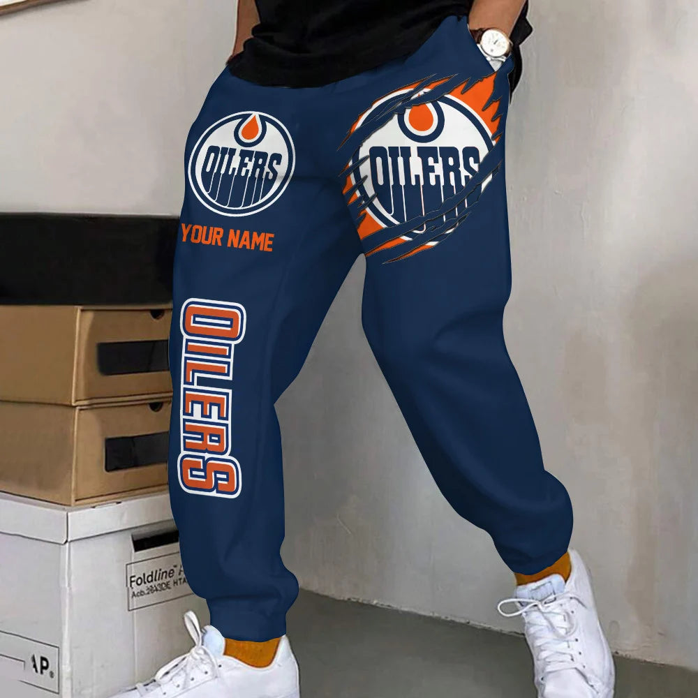 ELITE EDITION - NEW CUSTOMIZED NHL03 EMO EDMONTON OILERS SWEATPANTS