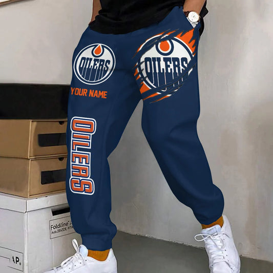 ELITE EDITION - NEW CUSTOMIZED NHL03 EMO EDMONTON OILERS SWEATPANTS