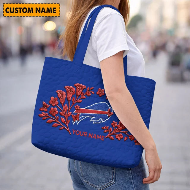 ELITE EDITION - NEW CUSTOMIZED NFL03 BFB BUFFALO BILLS QUILTED TOTE BAG