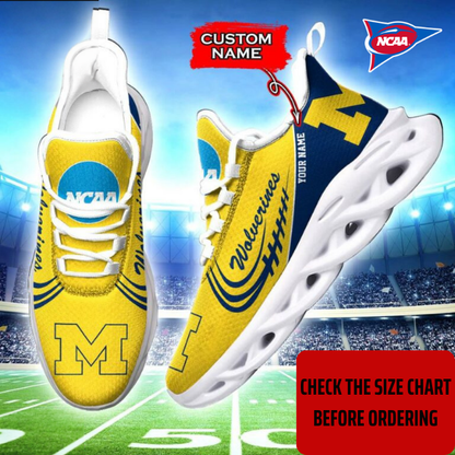 ELITE EDITION - NEW CUSTOMIZED NCAA FBS03 MIW MICHIGAN WOLVERINES CLUNKY SNEAKERS